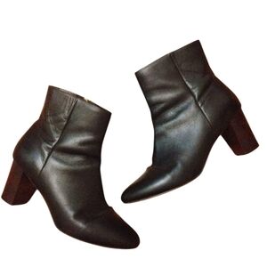 J. Crew Black Heeled Ankle Boots Women's Black Leather Booties Size 9.5